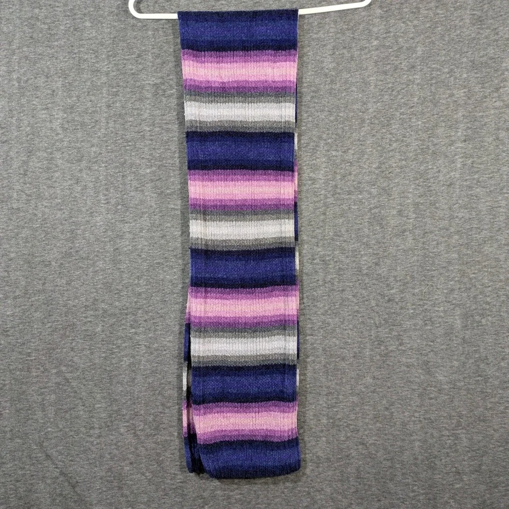 Merona Womens Purple Blue Pink Striped Chenille Ribbed Knit Winter Scarf
